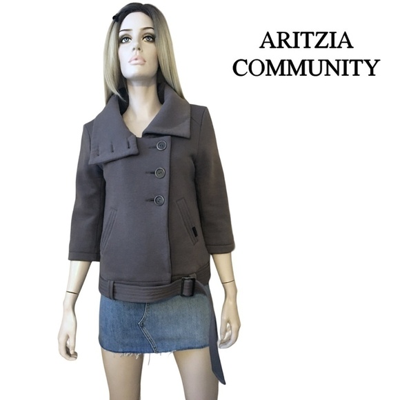 ARITZIA Community Asymmetrical Button Down Buckled Moto Bomber Jacket Mauve - Picture 14 of 16
